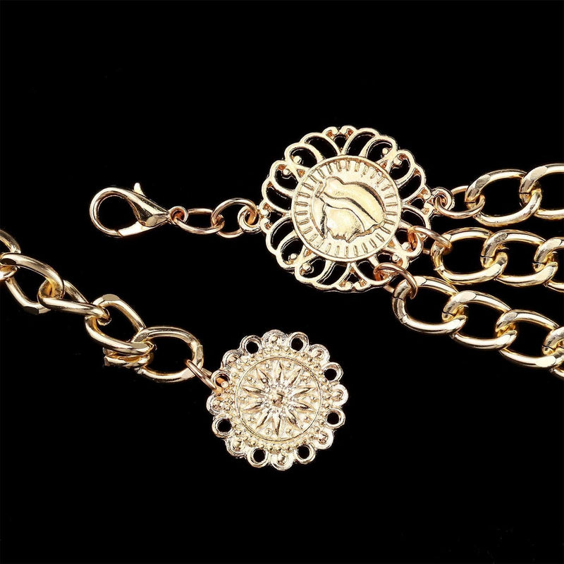 Elegant Multi Layer Gold Waist Chain For Women, Fashion Metal Decorative Waistband, Adjustable Stylish Ornament, Versatile Match For Jeans,Skirts,Dresses