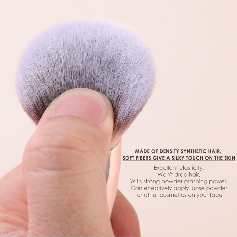 KINGMAS, Foundation Brush Double Ended Angled Round Contour Brush Powder Liquid Cream Concealer Blush Brush (Brown)