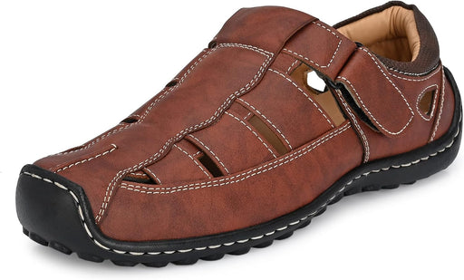 Men's Navy Fisherman Sandals - Burgundy