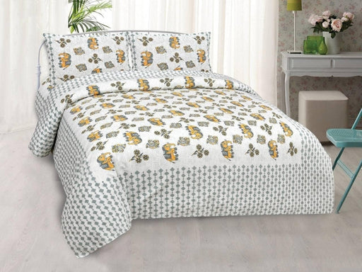 SUFAYA FAB Printed Indian Sanganer Royal Cotton Premium Big Size Bedsheets for Modern Look(100x100) inches with Two Pillow (18x28)