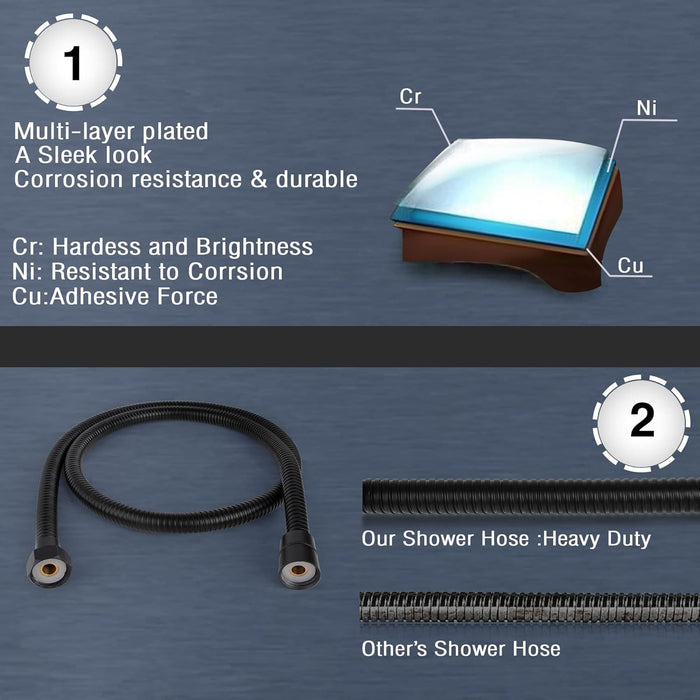 Aputue Handheld Bidet Sprayer for toilet, 304 Grade Stainless Steel Bathroom Jet Spray with 1.2 Meter Shower Tube, Portable Adjustable Water Pressure Handheld Bidet Sprayer for Bathroom （Black）