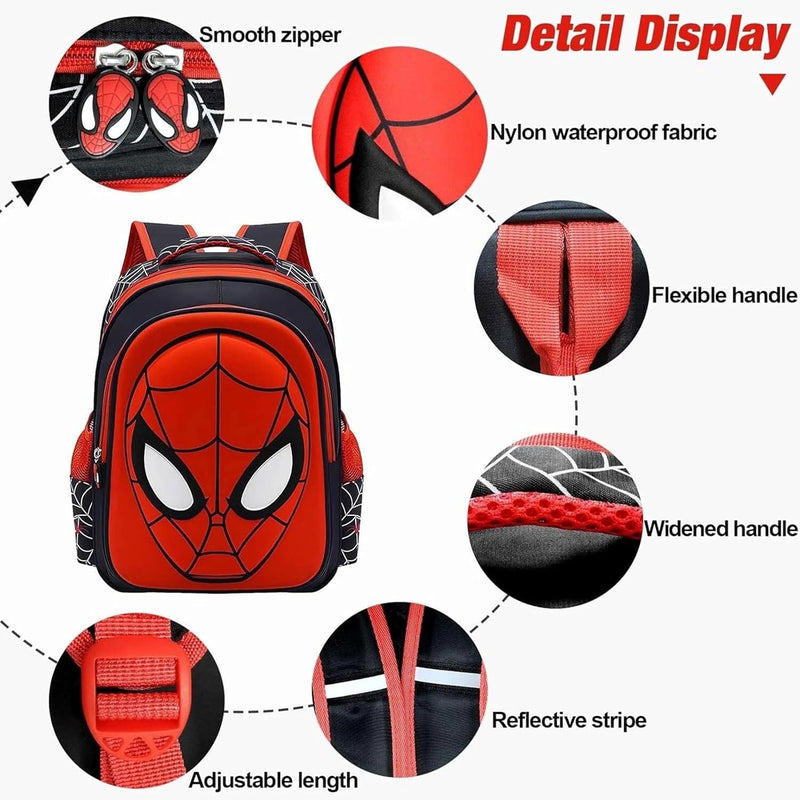 Chielor Kids School Backpack, 15in Cartoon Spider Schoolbag with Pencil Case 3D Waterproof Book Bag for Elementary Boys Large Capacity Back to School Supplies Birthday