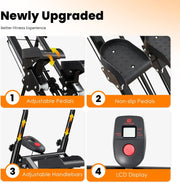 Vertical Climber, Pro Stair Stepper for Full-Body Workout, Compact & Foldable Cardio Exercise Stair Climber with Extended Step Range, Improved & Adjustable Handlebar & Pedals (Random Color)