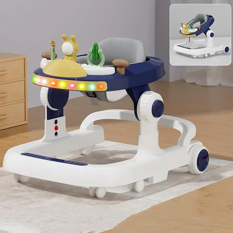 Baybee Berno 2 in 1 Baby Walker for Kids | Push Walker for Baby with 3 Adjustable Height, Lights & Musical | Baby Boy Girl 6 to 18 Months (Blue)