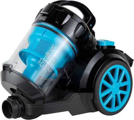 BLACK+DECKER Multi Cyclone Bagless Corded Vacuum Cleaner, 2000W, 2.5L Capacity, 6-Stage HEPA Filtration, Variable Speed, 289 Air Watts, Auto Cord Rewind, 5m Cable, Washable Filter, Blue - VM2080-B5 - Corded Vac
