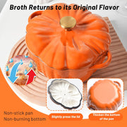 Stockpot with Lid, Enameled Cast Iron Dutch Oven, 1.5L Pot with Lid Two Handles, 16cm Heavy-Duty Cookware for Braising, Stews, Roasting, Bread Baking, Orange pumpkin