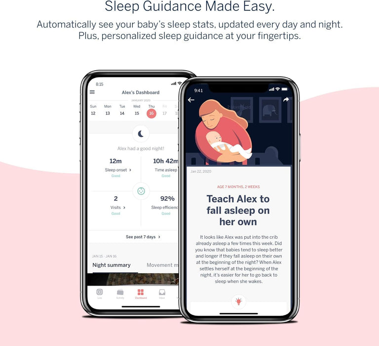 Nanit Pro Complete Monitoring System – Includes Wi-Fi HD Video Camera w/Nightlight and Night Vision, Multi-Stand, Smart Sheets & Breathing Wear Band - Tracks Infant Sleep, Breathing Motion, & Height