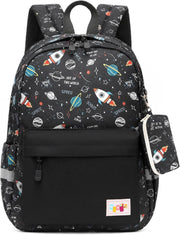 unisex-child Preschool Backpack, Little Kid Backpacks for Boys and Girls With Chest Strap Luggage- Kids Luggage - Rocket Black