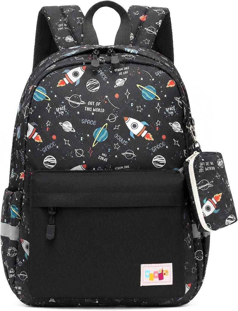unisex-child Preschool Backpack, Little Kid Backpacks for Boys and Girls With Chest Strap Luggage- Kids Luggage - Rocket Black