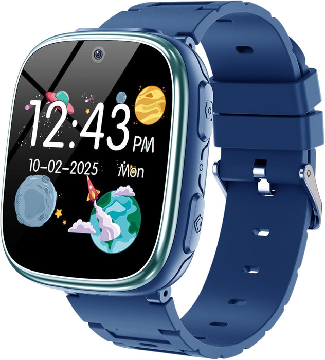 Kids Smart Watch Girls Boys - Smart Watch for Kids Game Watch Gifts for 4-12 Years Old with 15 Games Camera Alarm Video Music Player Pedometer Flashlight Birthday Gift Toys for Boys Girls (Blue)