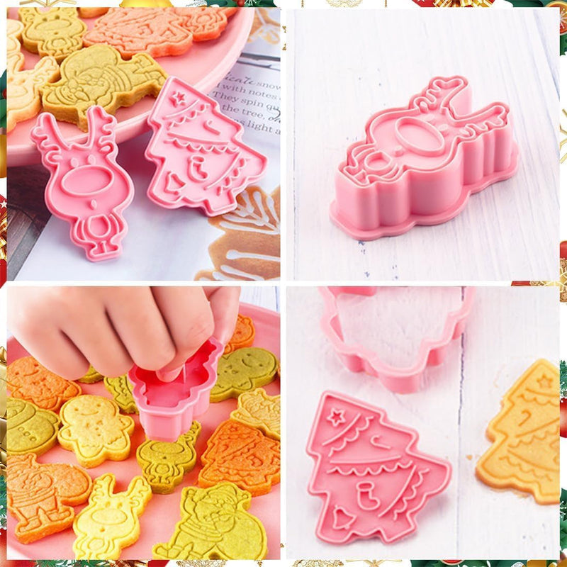 Christmas Cookie Cutters Set 12pcs Holiday Baking Set and DIY Fun 3D Christmas Cookie Stamps for Kids Fondant Mould Christmas Party Suppllies