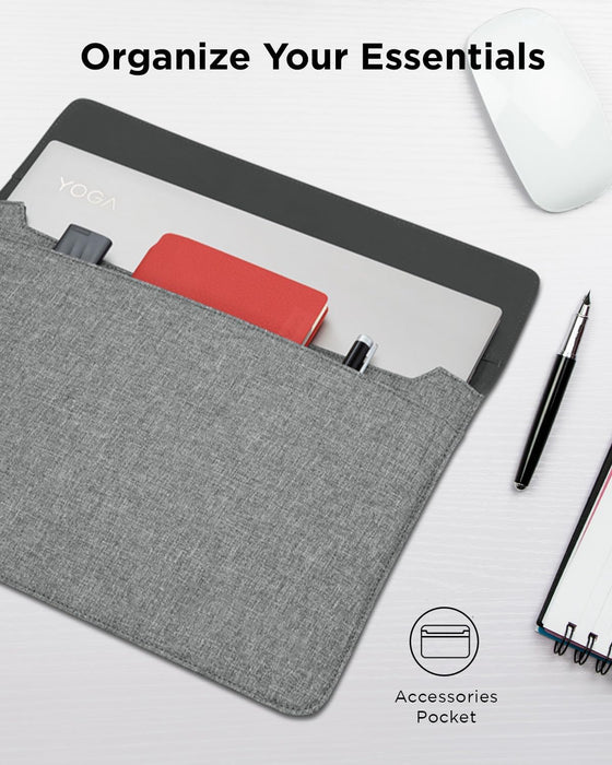 Lenovo thinkplus 13/14-inch Laptop Sleeve (S100) - Ultra Thin Form-Fitting Case Compatible with MacBook Air, iPad & More – Lightweight Folder Sleeve with Accessories Pocket & Magnetic Closure