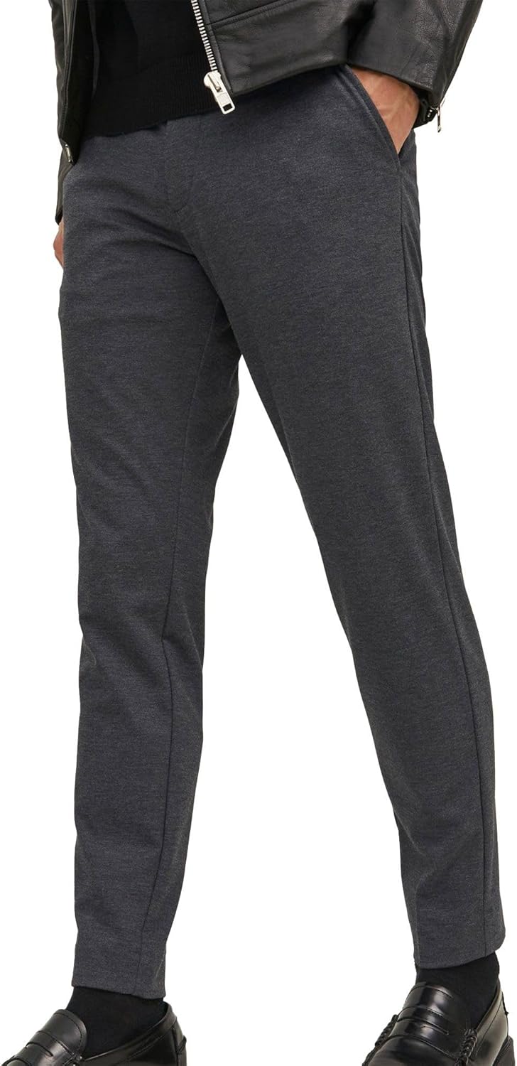 Male Chino Trousers Slim Fit Chino Trousers - dark grey melange