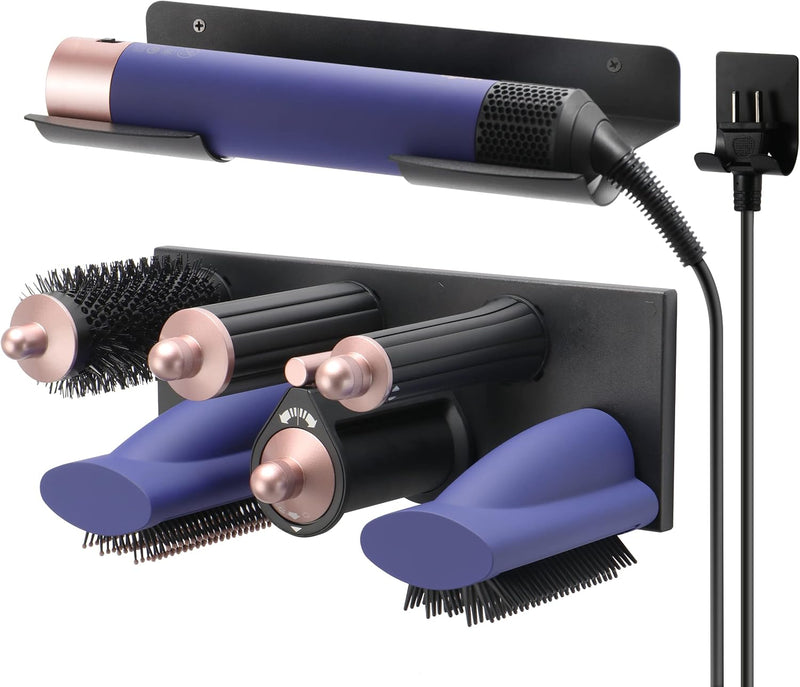 Storage Holder for Dyson Airwrap Curling Iron New Complete, Metal Wall Mount for Dyson Air Wrap Accessories Organizer with Non-Slip Silicone Pad for Bathroom Bedroom Hair Salon Barbershop