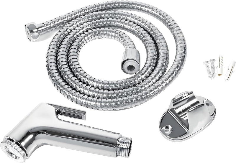 Premium Stainless Steel Handheld Bidet Sprayer for Toilet Full Shattaf Set with 1.2M Hose Wall Mounted Muslim Shower High Pressure Spray Easy 5 Min Install Cloth Diaper Bathroom Cleaning Chrome