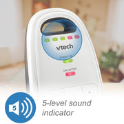 VTech DM111 Upgraded Audio Baby Monitor. 1 Parent Unit with Rechargeable Battery, Best-in-Class Long Range, Digital Wireless Transmission, Crystal-Clear Sound, Plug & Play, Sound Indicator & Alerts