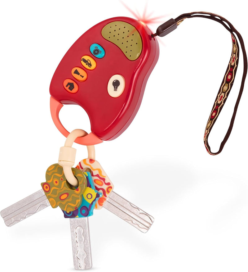 B. toys- FunKeys- Pretend Play- Toy Keys For Toddlers and Babies, Red- 10 Months + - Red