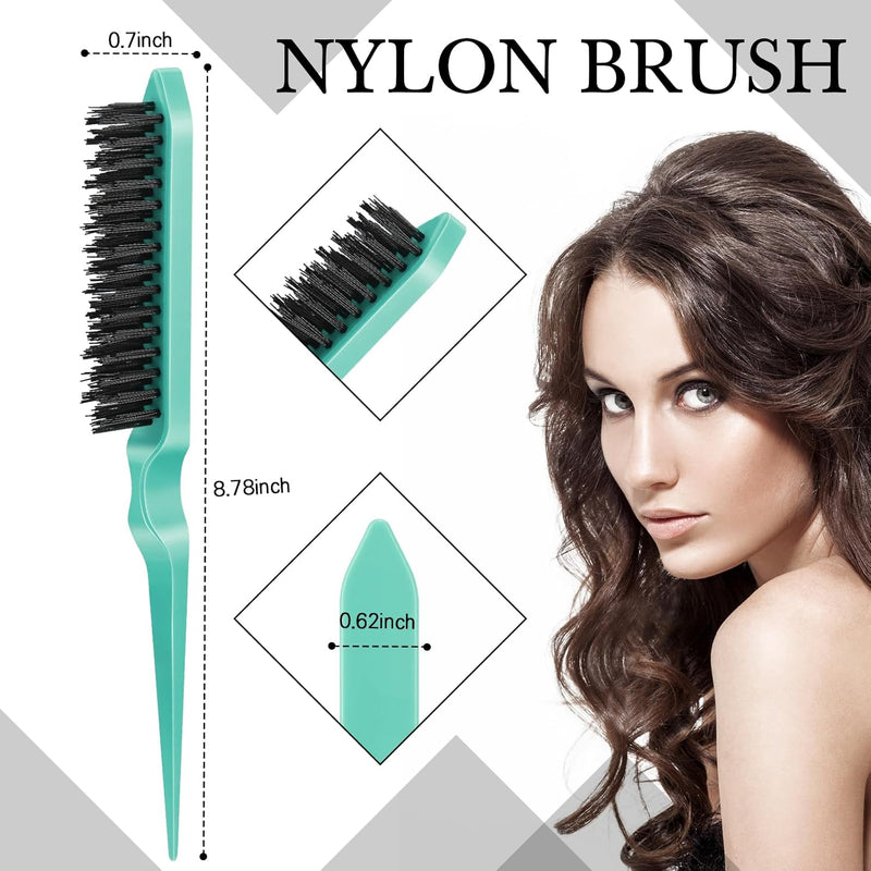 Geiserailie 3 Pcs Slick Back Hair Brush Set Bristle Brush Edge Control Teasing Comb for Women Black Hair(Black)