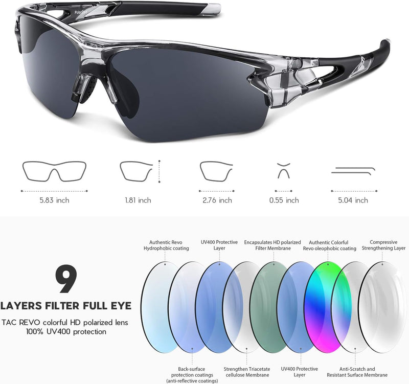 Polarized Sports Sunglasses for Men Women Youth Baseball Fishing Cycling Running Golf Motorcycle Tac Glasses UV400