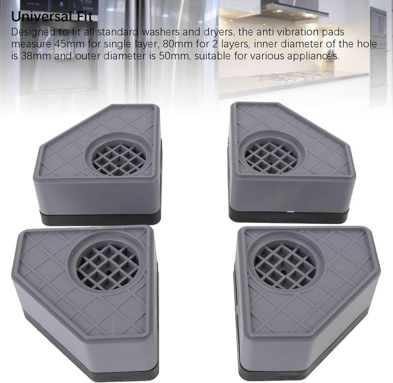Washing Machine Foot Pad, 4PCS Practical Universal Washing Machine Anti Vibration Pads Shockproof Noise Canceling Washer Dryer Stabilizer Support Feet