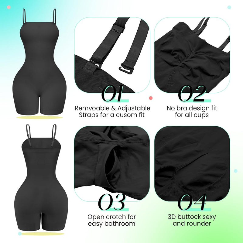 Strapless Shapewear Bodysuit Tummy Control Full Body Shapewear Seamless Butt Lifter Mid Thigh Jumpsuit Tops