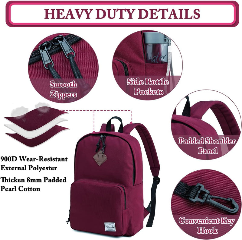 VASCHY Backpack for Women Men, Ultra Lightweight School Bag for Kids Teen Boys Girls, Casual Daypack Work, Travel