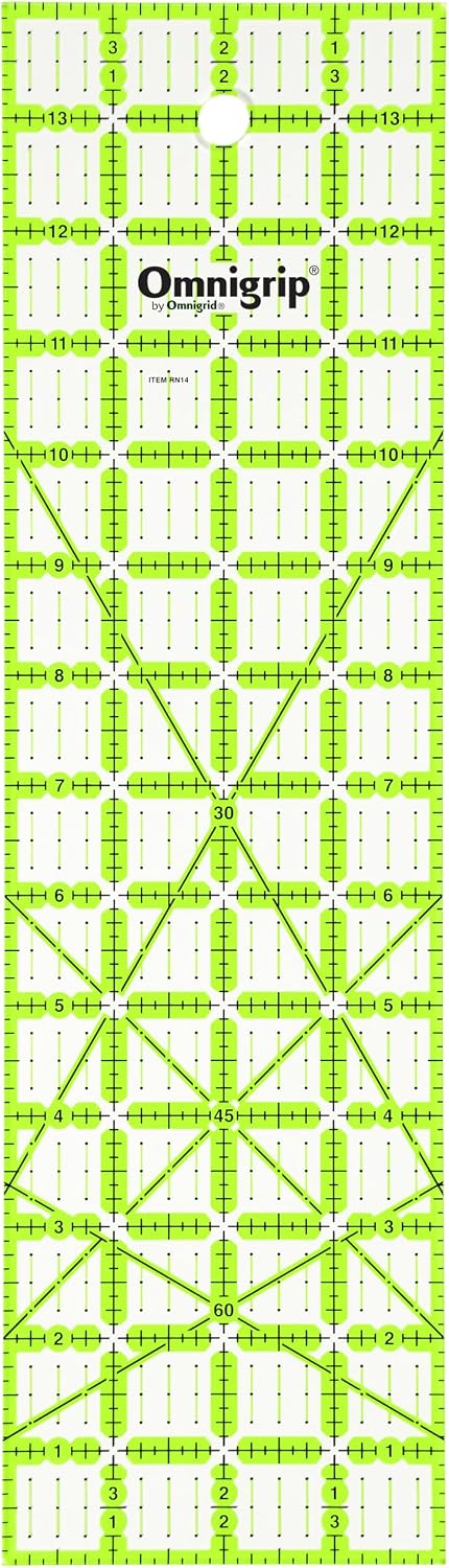 Omnigrid Non-Slip Ruler, 5" Square Sewing and Quilting Supplies - Rectangle 4" x 14"
