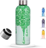 Water Bottle Stainless Steel, Drinking Thermos Double Wall Insulated Water Bottles for Hot and Cold Water Kids School Hydro Flask Water Bottle for Gym Office Water Bottle (TEA PINK 750ML) - SPARKE GREEN 500ML