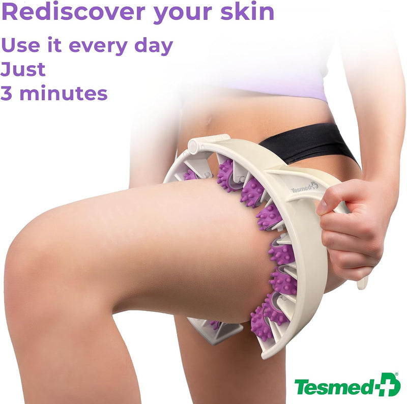 TESMED Cellulite Smooth strong anti-cellulite massager with patented roller technology - draining and firming effect - orange skin, tired legs, thighs and gluteum - Made in Italy