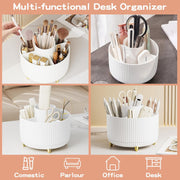 360 Rotate Makeup Brush Holder Organizer, Makeup Organizers Countertop, Makeup organization and Skincare Storage for Vanity, Desktop, Bathroom (White)