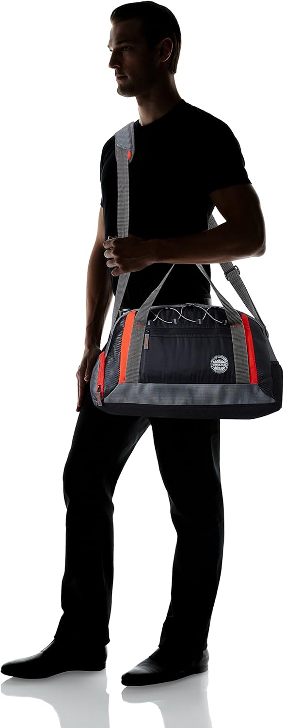 Yoga 30L Medium Water Resistant Travel Duffle Bag/Gym Bag/Sports Duffle for Men/Women(Grey-Black-Orange)