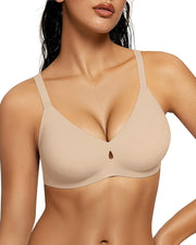 Wireless Bras for Women No Underwire Jelly Bras Seamless Push Up Full Coverage Bralettes Comfortable Everyday Bra - Nude