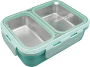 Bento Lunch Boxes, Leak Proof Stainless Steel Lunch Box for Kids, BPA Free Bento for Kids and Adults Tiffin Box for Office and School (Purple, 620 ML, 3 Compartment) - Green 700 ML, 2 Compartment