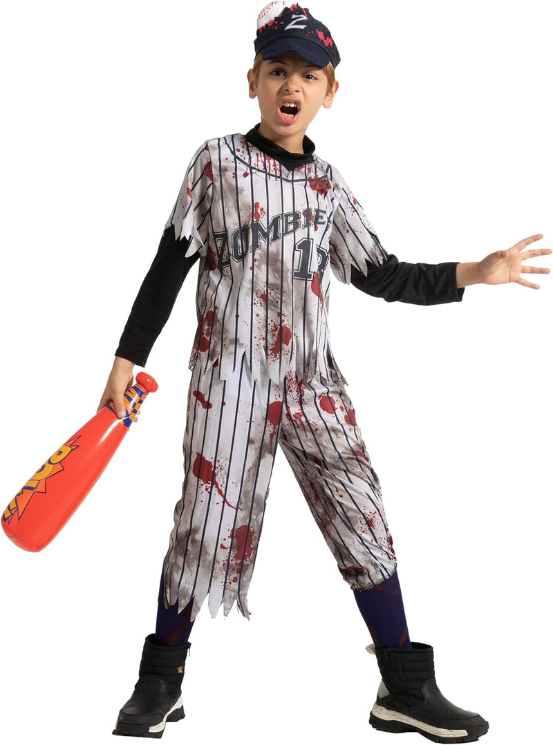 Spooktacular Creations Scary Zombie Baseball Player Costume for Kids, Horror Halloween Costumes for Kids, Halloween Parties