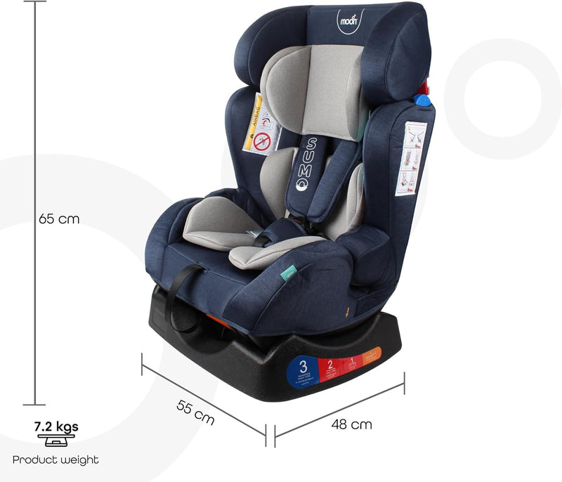The Moon Brand Sumo Car Seat – Birth to 6yrs Baby Travel Gear – Convertible Rear & ForwardFacing Booster Seat – Reclining Car Seat for Group 012 – Child Comfort Car Accessories – Light Grey