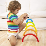 Baybee Baby Wooden Stacking Toys & Building Puzzle Toys for Kids Toddlers Nesting Toys for Montessori Learning Baby Toys Tunnel Stacking Toys for 2+ Years old -(Assorted Wooden Rainbow 7pcs)