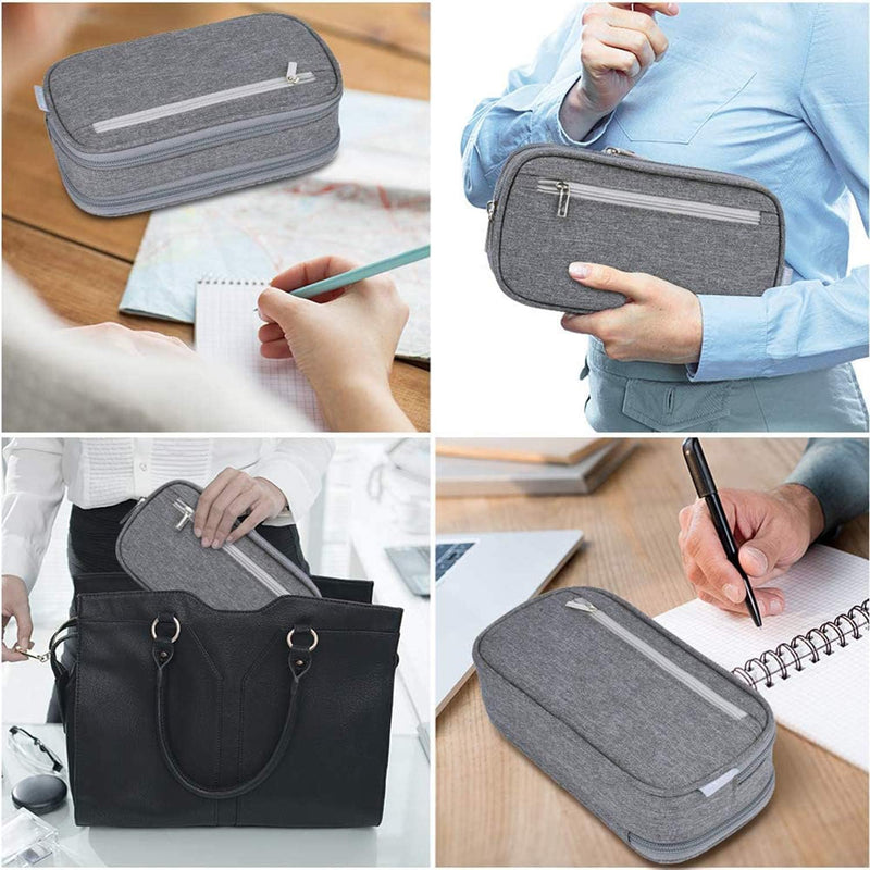 Pencil Case, Large Capacity Pencil Bag Pouch Pen Case Makeup Bag Stationery Desk Organizer with Big Compartments for Boys Girls Middle High School & Office Supplies (Grey)