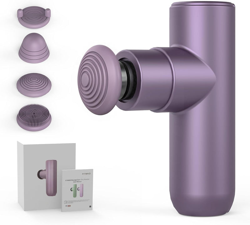 Mini-Monster Massage Gun, Portable Percussion Massager(Ultra-Light) Deep Tissue Back Massage with 4 Massages Heads & Silent Brushless Motor, Gifts for Men Women - Sunglow Purple