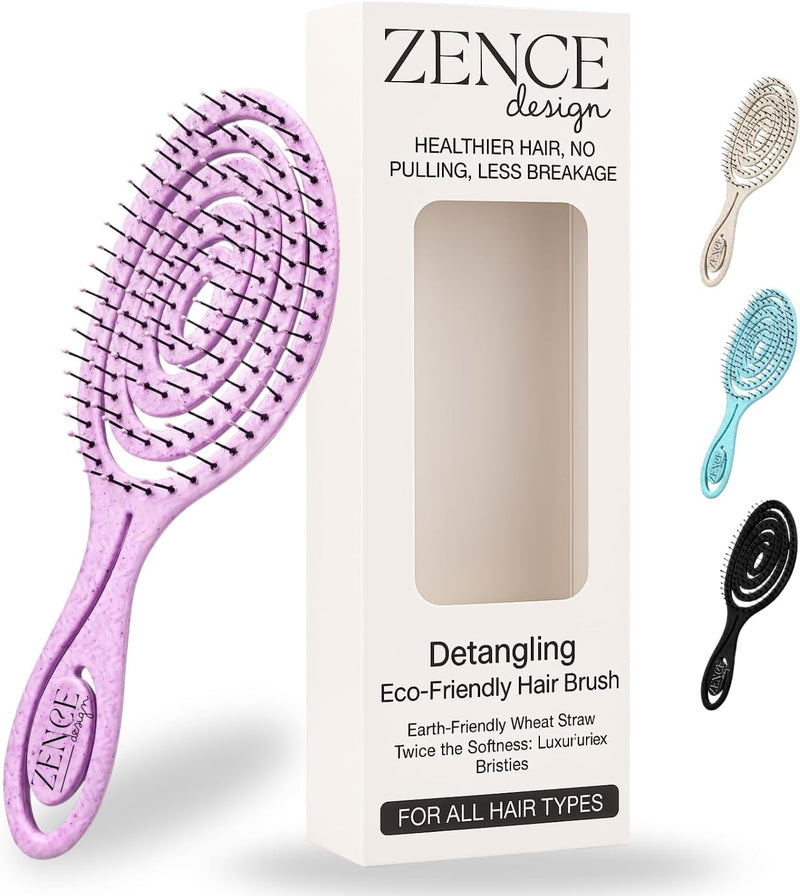 Eco-Friendly Detangling Hair Brush for Women, Men & Children Gentle Tangle-Free Hair Comb for Curly, Straight & Wet Hair Pink - Pink