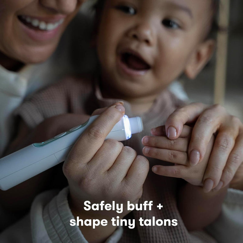 Frida Baby Electric Nail Buffer | Safe + Easy Baby Nail File, Baby Nail Clippers + Nail Trimmer Kit for Newborn, Toddler, or Children's Fingernails/Toenails, 4 Buffer Pads, LED Light, Storage Case