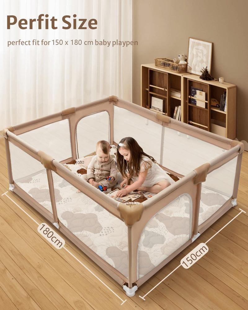 Baby Play Mats for Floor, 150x180cm Play Mat for Playpen, Thicken Soft Padding Foam Playmats for Babies and Toddlers Infants, 2cm Thick Foldable and Machine Washable Baby Crawling Mat