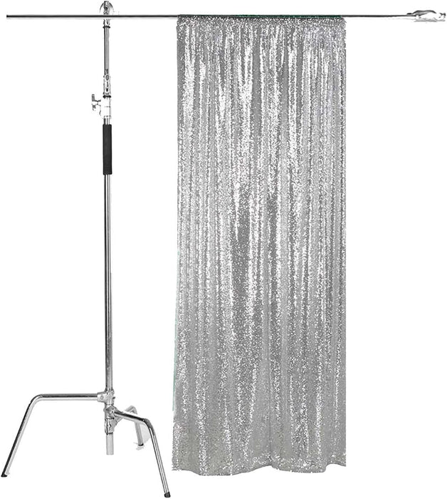 LQIAO 2 Panels Light Gold Sequin Backdrop Glitter Fabric for Wedding Birthday Parties Shimmer Wall-2x8ft