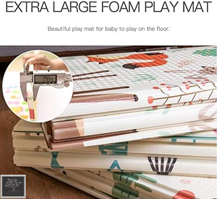 Sulfar Foldable Baby Playmat 180x200cm – Non-Slip XPE Foam Crawling Mat for Kids & Babies | Thick, Waterproof, Double-Sided Baby Carpet for Nursery & Playroom (Pack of 1)