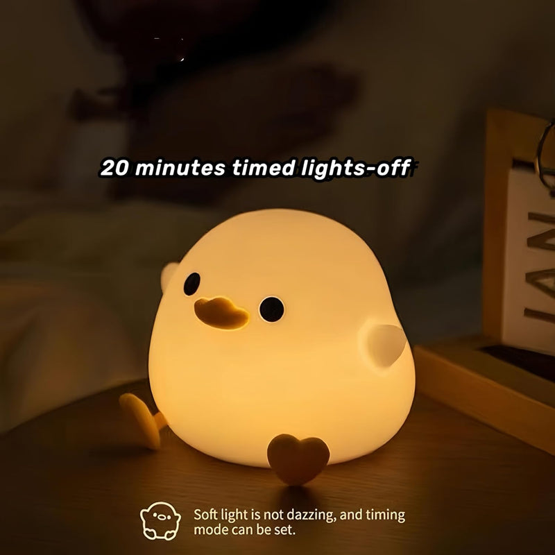 DoDo Duck Night Light, Cute Duck Lamp, Soft Silicone Dimmable Nursery Night Light, Touch Control & Rechargeable Night Lamp for Girls & Boys Bedroom, Living Room - Duck Shape