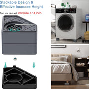 SEISSO Anti Vibration Pads, Washing Machine Foot Pad Stabilizer, Double Heighten Non Slip Shock and Noise Cancelling Support Mat, Stops Washer Dryer Moving Shaking Walking Skidding Protects Floor