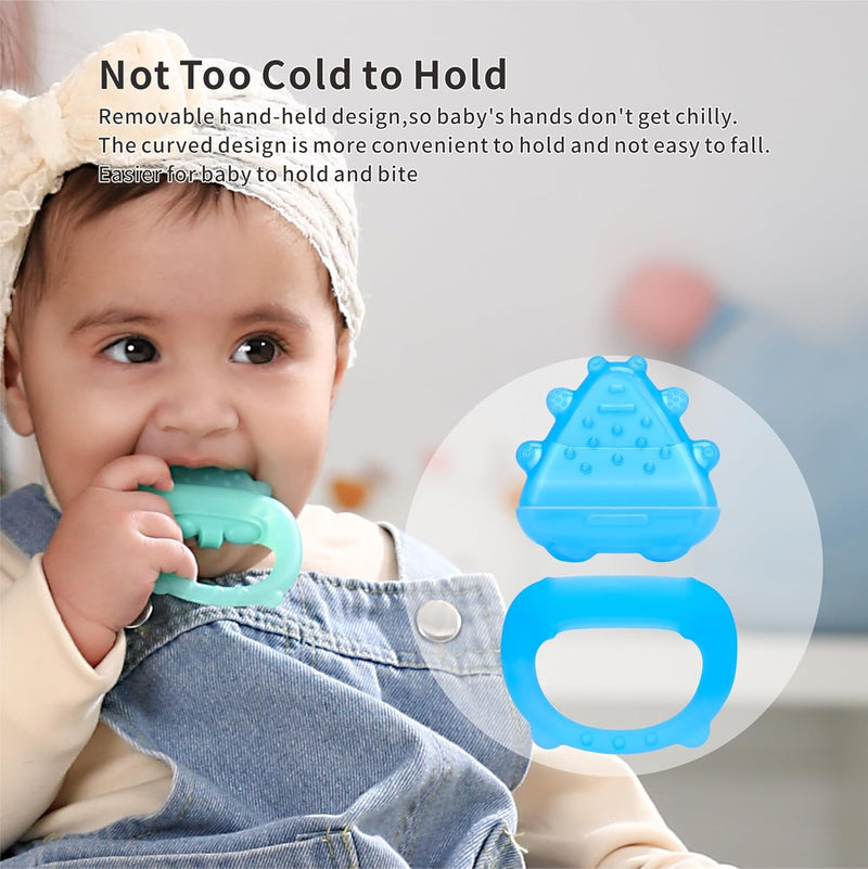 Baby Teether Toys,Water Fillable Baby Teething Relief,Cools & Massages Sore Gums,No Chill Handle,BPA-Free Silicone Teething Toys (Cyan)