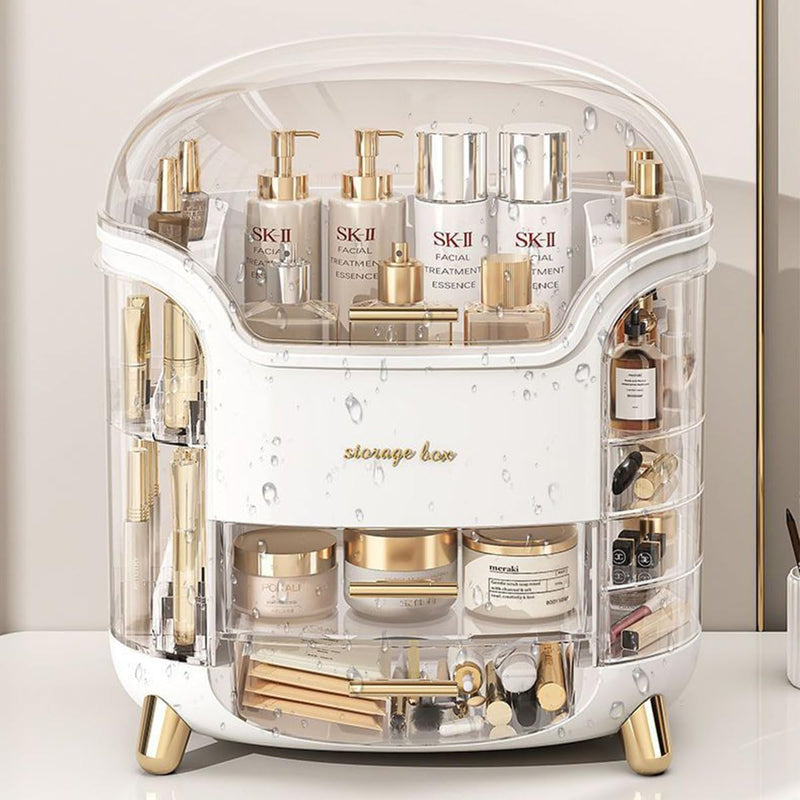 BAOLY Cosmetic Display Cases, Large Capacity Makeup Organizer, Dustproof Waterproof Storage Box with Transparent Cover, Multifunctional SkinCare Organizers for Bathroom Countertop,Bedroom Vanity Desk