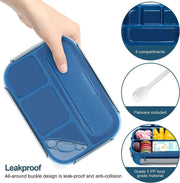 Aputue Bento Box, 1300ml 4 Compartment Square Lunch Box, Leakproof Microwave Safe Sandwich Container, Portable Food Storage for Adults, School Work Picnic, Airtight Freshness Lock, BPA Free