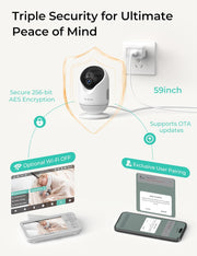 Dr.Care VistaView Lite Smart WLAN Baby Monitor - 4 Inch 720P Split Screen & 1080P Camera, App Control, Motion Alarms, HD Night Vision, 3000 mAh Battery, 2-Way Audio, Multi-User, Triple Security, 1000