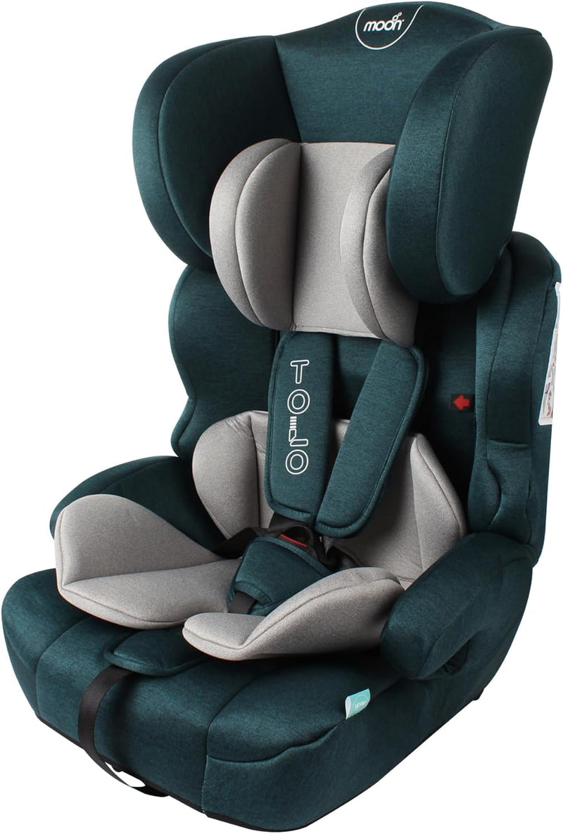 The Moon Brand Tolo Car Seat – Baby Travel Gear for Kids (9m to 11yrs) – ForwardFacing Child Booster Seat w/ Adjustable Headrest – Group 123 Comfort Car Accessories – Green